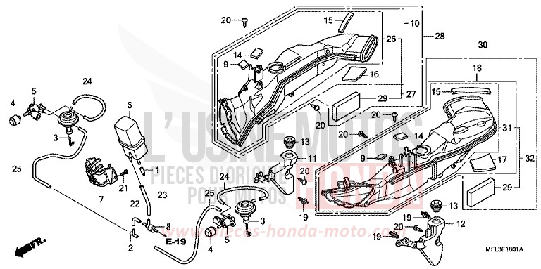 AIR INTAKE DUCT/SOLENOIDVALVE de CBR1000RR "Fireblade" GRAPHITE BLACK (NHB01XA) 2010